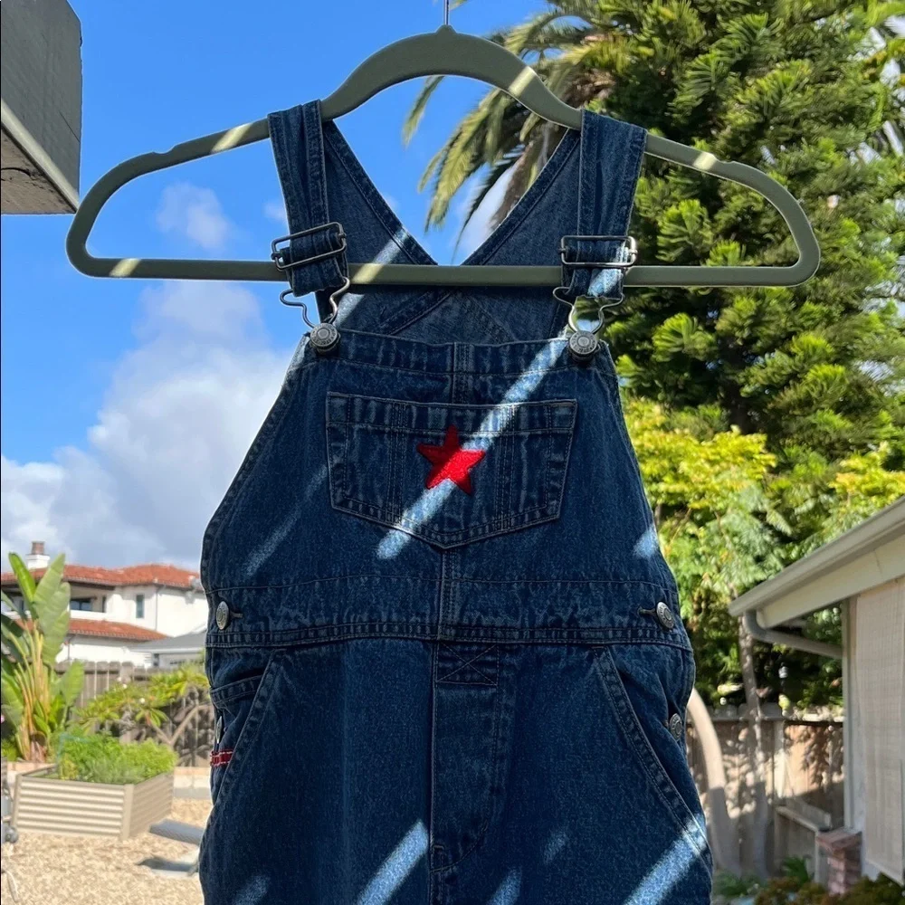 GAP KIDS DENIM OVERALLS Size XS  Age 3-4 SO CUTE  Red Embroidery